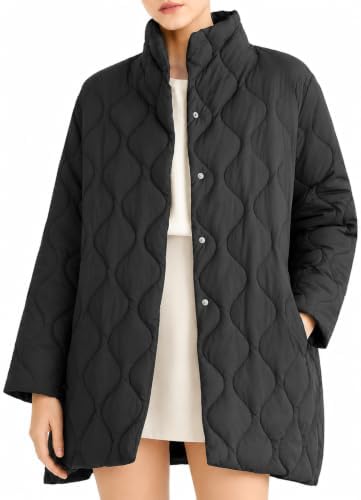 Amazon.com: JOAU Plus Size Women Long Quilted Coat Collarless Long